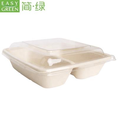 China Green Disposable Easy Packaging Disposable Microwavable Sugar Cane Bamboo Food Dishes for sale