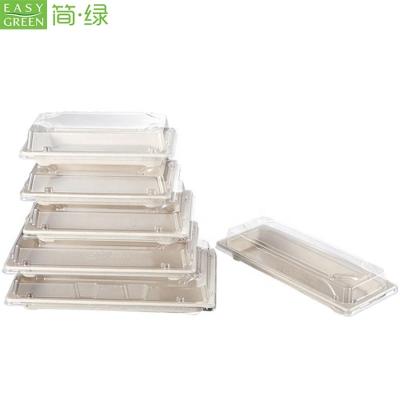 China Easy Green Wholesale Food Container Eco - Friendly Compostable Biodegradable Sushi Stored Tray With Lid for sale