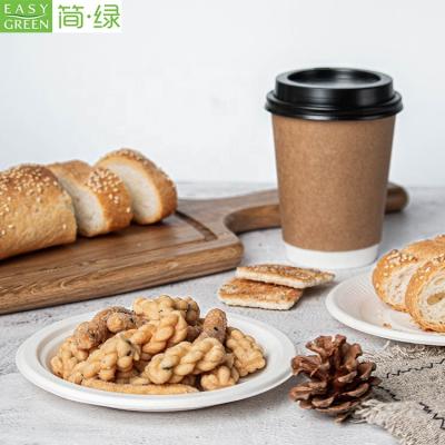 China Disposable Dish 9 Easy Green Round Sugar Cane Bagasse Disposable Paper Plate for sale