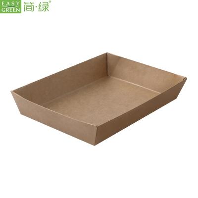 China Disposable Easy Green Corrugated Cardboard Kraft Paper Trays For Food for sale