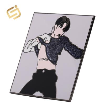 China High quality cheap custom made Europe fashion wholesale kpop anime music character BTS black metal enamel lapel pin Korean shirt brass high quality for sale