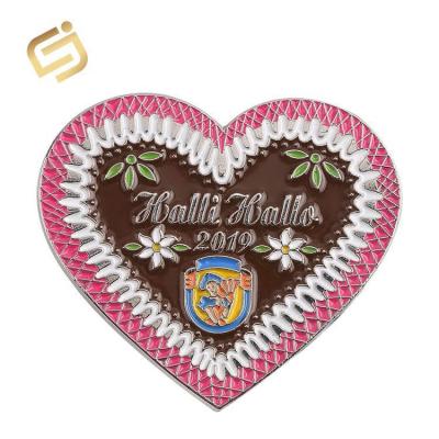 China Europe Best Selling Heart Shaped Soft Enamel Pin Badges Colorful Candy for sale