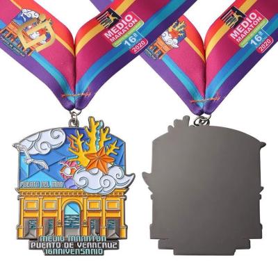 China Wholesale Cheap Custom Europe Manufacturer Kids Sports Running Marathon Running Medal With Ribbon for sale