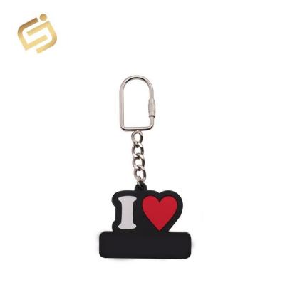 China Souvenir Zhongshan Factory OEM Letter Cut Shape Custom 2d Soft PVC Rubber Key Chain I Love You for sale