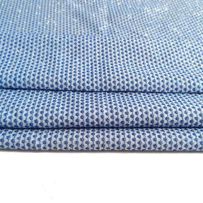 China Metallic Blue Diamond Fishnet Sparkle Glitter Interlock Bonded Fabric For Garment Making for sale