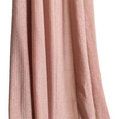 China Metallic dusty pink silver metallic lurex knitted plain tank top nylon fabric for swimwear for sale