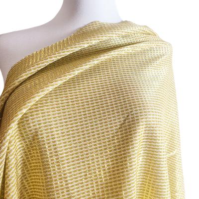 China Knitted metallic gold metallic plaid sparkle binding interlock fabric wholesale for sale