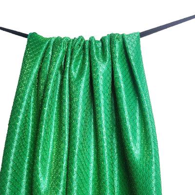 China Metallic green lurex fish scale net binding with polyester knitted satin for mermaid costume for sale