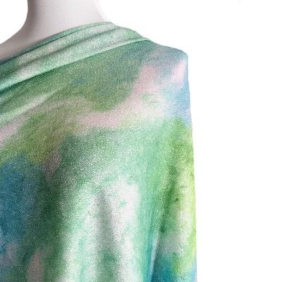 China Green color tie dye 4 way lurex metallic pastel printed tank top knit fabric for dress for sale