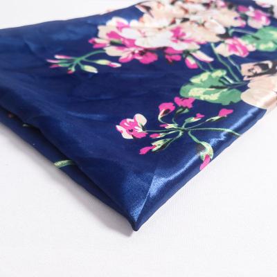 China Lightweight Silky Stretch Polyester Knitted Satin With Printing Patterns For Maxi Dress for sale