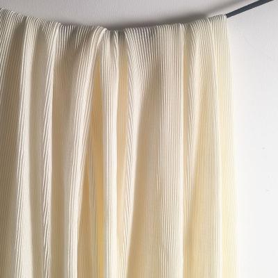 China Cream silky shiny finish faux stretch faux stretch pleated satin stripe pleated satin pleated for pants for sale