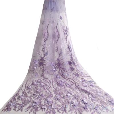 China Quinceanera Dress Lavender Pink See Embroidery 3D Glitter Lace Up Tulle With Flower Pattern For Boutique Dress for sale