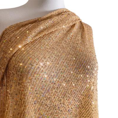 China Metallic champagne dot holographic iridescent round 3mm sequins on poly spandex Tulle for formal dress for sale