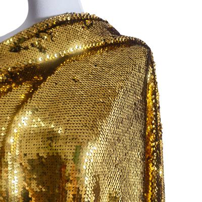 China 5mm Solid Color Metallic Reversible Sequin On Polyester Knitted Fabric Base For Backdrop for sale