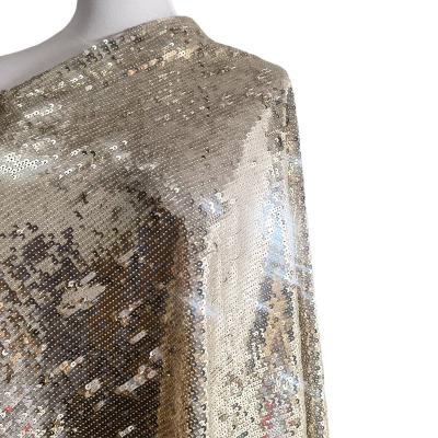 China Metallic Light Gold 5mm Holeout Stacked Sequin On Tulle For Womens Skirt for sale