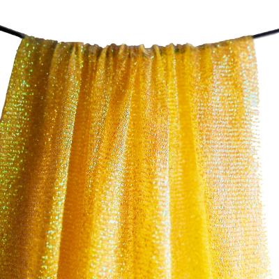 China Metallic yellow holographic sponge lurex polyester knitted fabric for carnival decoration for sale