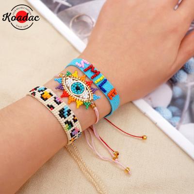 China Beads CLASSIC Adjustable Bohemian Bracelet Set Braided Rainbow Miyuki Evil Rope Eye Bracelet for sale