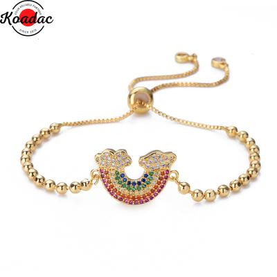 China Wholesale CLASSIC Adjustable Bracelet Women Gold Rainbow Zircon Charm Stone Bracelet for sale