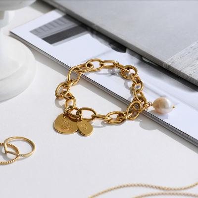 China CLASSIC Gold Plated Sterling Silver Heart Pearl Pendant Custom Charms Bracelet 925 Name Chain Bracelet for sale