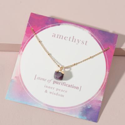 China TRENDY Women Heartbeat Valentine's Day Gifts Sexy Amethyst Crystal Necklace 18K Gold for sale