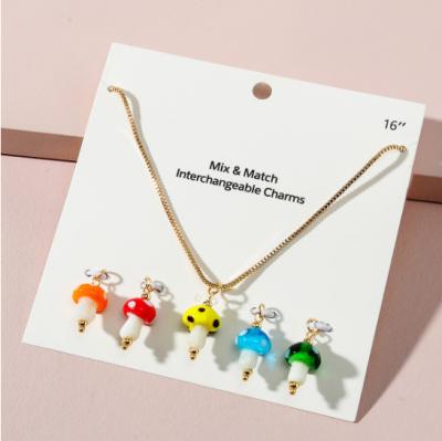 China FASHIONABLE Halloween Pure Cute 18K Gold Replaceable Colorful Mushroom Necklace Party For Women for sale