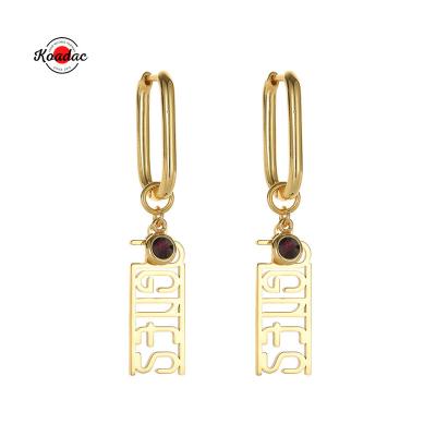 China Other Gold Plated Custom Women Engraved Luxury Handmade Hypoallergenic 925 Sterling Silver Name Earrings Earrings for sale