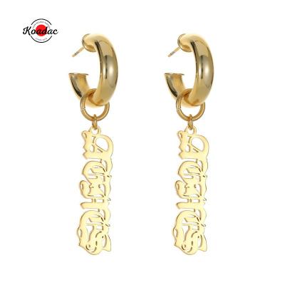 China Luxury Custom Made 925 Sterling Silver Hoop Earrings FASHIONABLE Women Hypoallergenic Handmade Gold Plated Earrings Name for sale