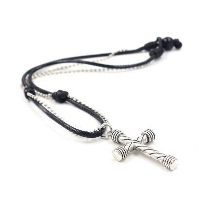 China Romantic Men's Christian Jewelry Jesus Ancient Silver Alloy Cross Pendant Handcrafted Necklaces for sale