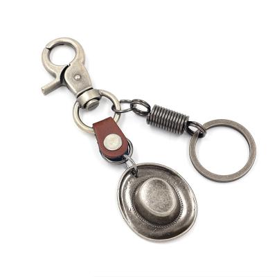 China Fashion hook key chain leather keychain/creative alloy hat style pendant fashion punk personality/retro personality for sale