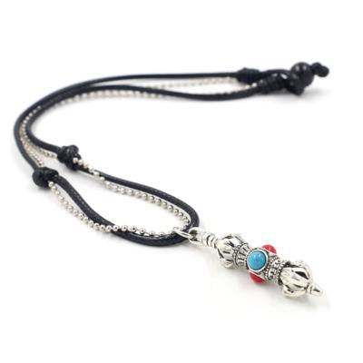 China New Arrival Temple Gift Turquoise Handmade Alloy Customized Religious Short Pendant Necklace For Men for sale