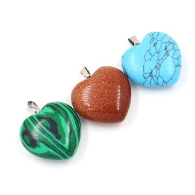 China FASHIONABLE Wholesale Turquoise Malachite Semi-finished Stoneware Necklace Pendants DIY Jewelry Heart Shaped Accessories for sale