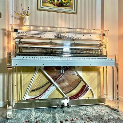 China Mechanical CU-123 Best for home use transparent acrylic upright crystal Acoustic piano for sale