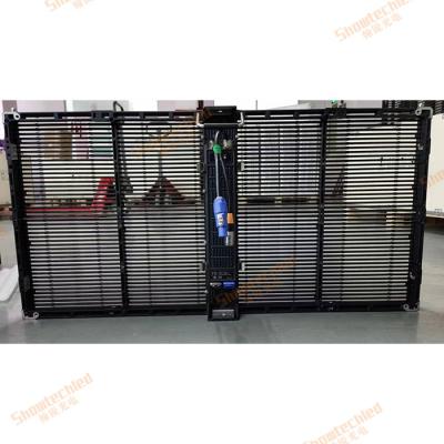 China SMD2727 10.41mm Transparent LED Display Screen Semi Outdoor LED Mesh Curtain Screen for sale