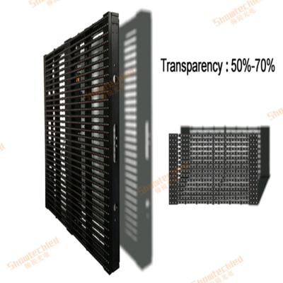 China 100W/Sqm pantalla LED de cristal transparente Mesh Wall Advertising Curtain Screen en venta