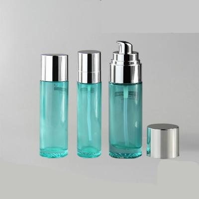 China 30g/50g 40ml/100ml/120ml Eco-friendly Whole Set Clear Cosmetic Glass Jars And Bottles With UV Printing for sale