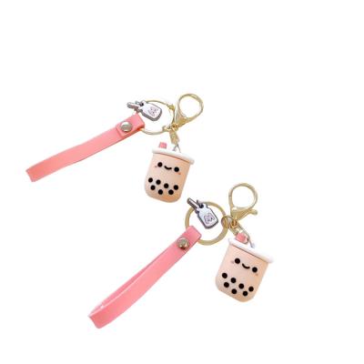 China Decoration Design Cartoon Gift Small PVC Silicone BoBa Keychains Manufacturers Customized Cute Key Chain for sale