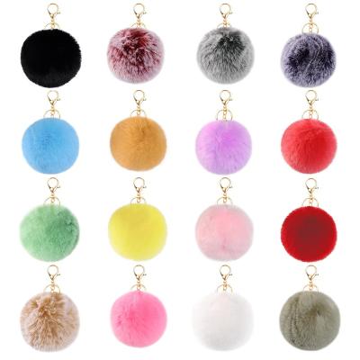 China NEW Mink Hair Ball Pendant 8cm Key Chain Volume Rex Rabbit Hair Ball Keychains Lilangda Creative Breath Ball Promotion for sale