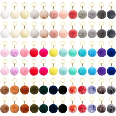 China Promotion Gift Lilangda Cute Accessories Key Chain Designs Fluffy Faux Fur Tail Key Chain Fuzzy Ball Fur Balls Pom Key Chain Volume for sale