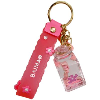 China Lilangda 2022 Korean Colorful Car Promotion Gift Crystal Bunny Keychain Rabbit Doll Pendant Girl Gift Bubble Tea Flower Key Chain for sale