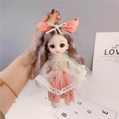 China Rapunzel Korean National Cute Female Satchel Pendant Korean Cute Polka Dot Skirt Doll Keychains Creative Wind Polka Souvenir Gifts Promotion Bowknot Chain Accessories for sale