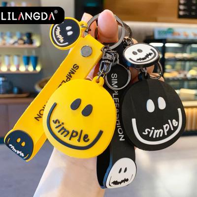 China Souvenirs Gifts Key Holder With Mirror Fashion PVC Key Chain Bag Pendant Couple Creative Smiley Face Keychain Gift Accessories for sale