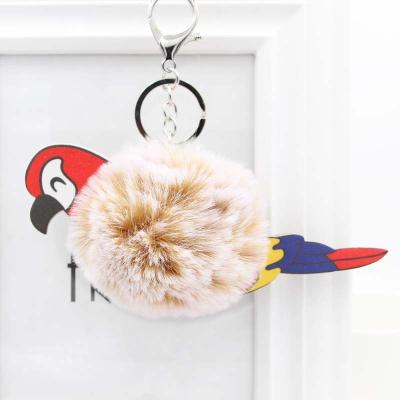 China Creative Cute Plush Rex Rabbit Hair Flamingo Pendant Fasion KOOROL Parrot Hair Ball Head Chain Pendant Accessories for sale