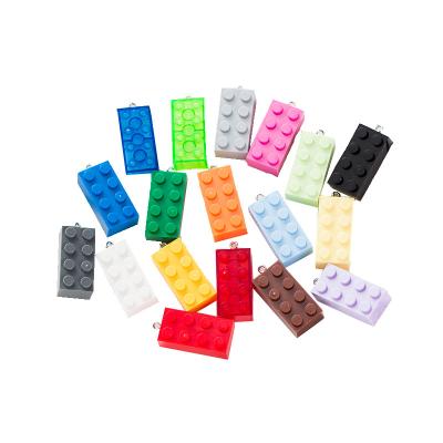 China Decoration Wholesale DIY Rectangle Building Block Of Plastic Charms For Key Earring Necklace Chain Pendant for sale