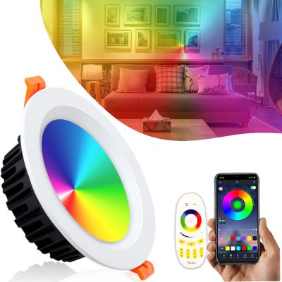 China Modern 3 inch slim COB down light RGB color changing Dimmable ceiling lights smart downlight compatible with Alexa/Google home 12w wifi for sale