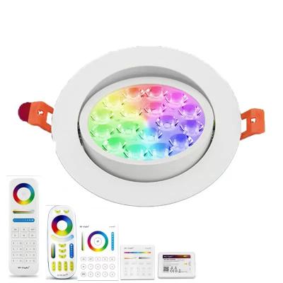 China Bedroom RGBWW Recessed Round WiFi Control Led Ceiling Projector 9W 5 Inch AC85-265V RGB CCT Color Changing Adjustable Smart Downlight for sale