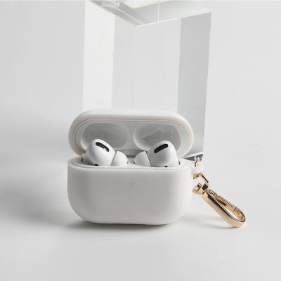 China Anti-drop silicone soft touching one part for airpods protective case with detachable carabiner metal hook for sale