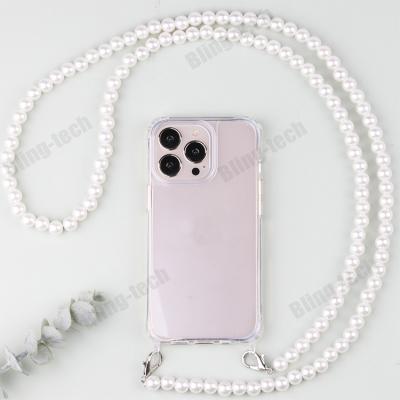 China High Clear Shockproof Crystal Phone Case With Matching Buckle Clasps Snap Hook Metal Bead Chain Easy Change Design For iphone11 Series Cases for sale