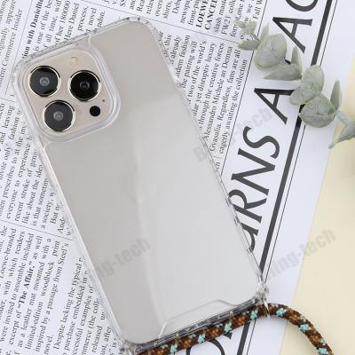 China 2022 Shockproof New Type Clear Phone Case With Collar Holes Mold Hanging 100% Polyester Cross Rope Removable Body Fit For iPhone SE3 2022 for sale