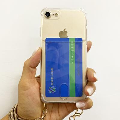 China Portable Clear Necklace Phone Case With Card Holders Card Slot for sale