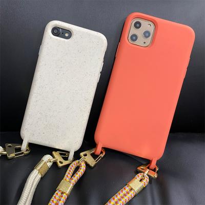 China Bio Eco-friendly Phone Case with Metal Hook Lanyard Strap with Screw Cross - Body Phone Case for Woven Fashion Design for iphone models for sale